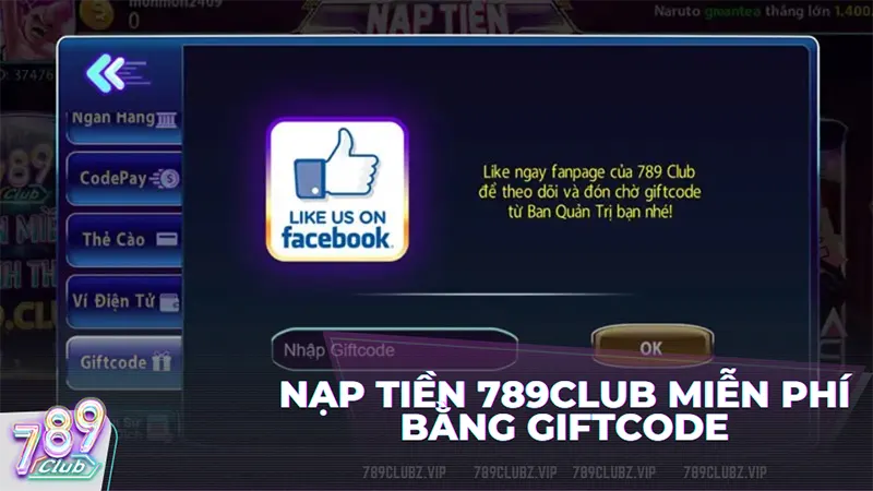 Nạp tiền 789club miễn phí bằng giftcode